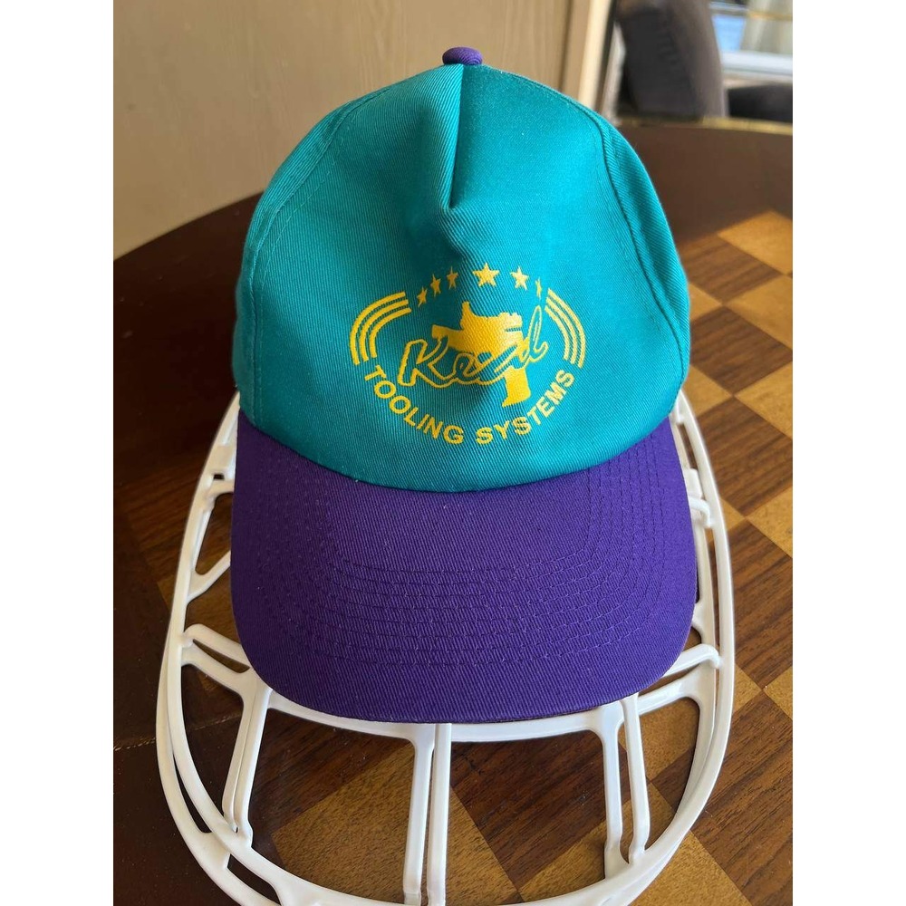 Vintage KC Real Tooling Systems Snapback Hat Teal Purple Color Block 90s